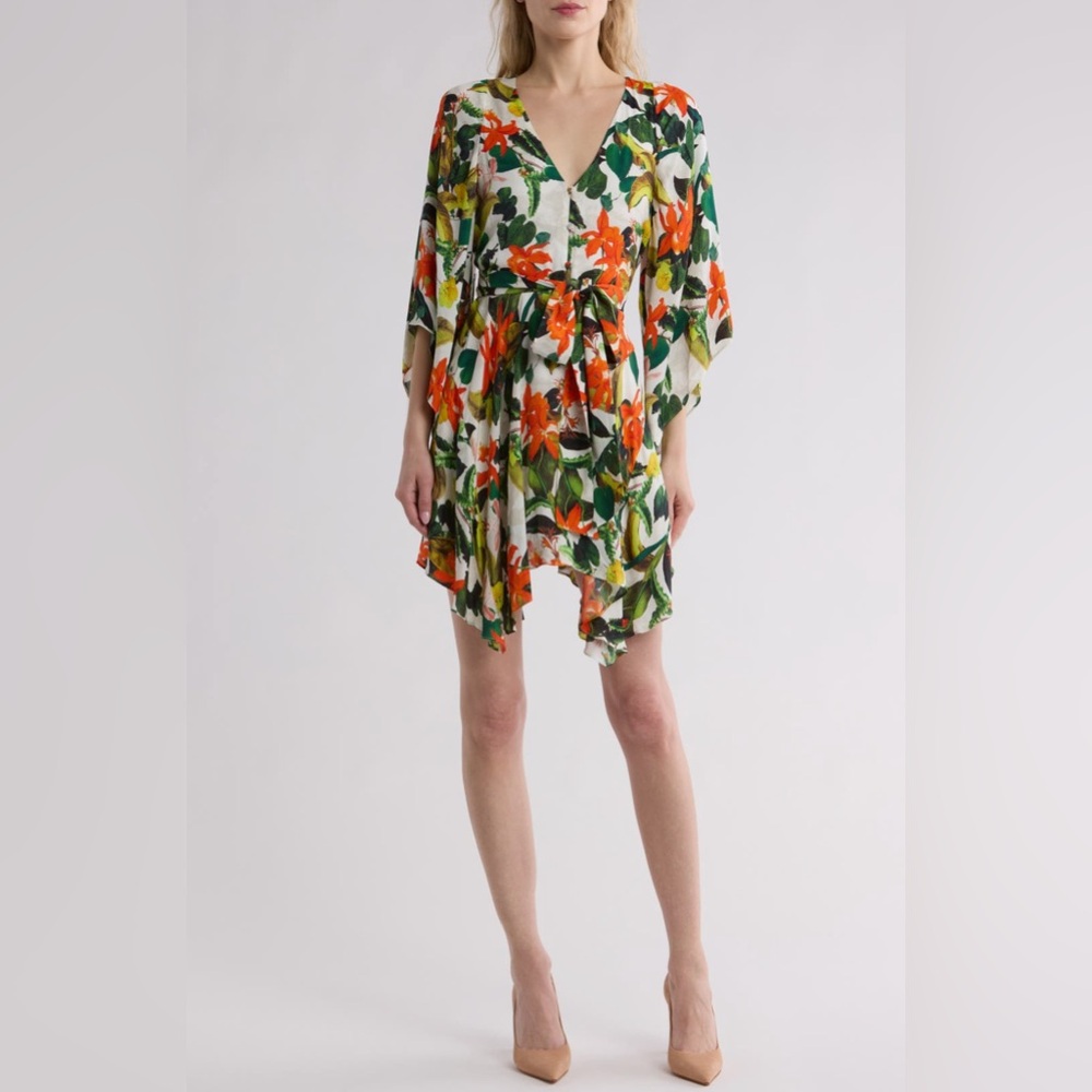 NWT ALICE + OLIVIA Marva floral-print sateen mini dress